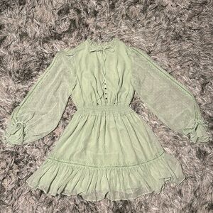 Sage Ever New long puff sleeve mini dress